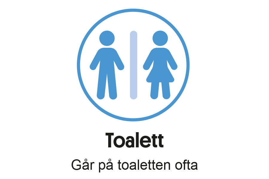 Symptom på typ 1-diabetes, toalett, kissar mer än vanligt.